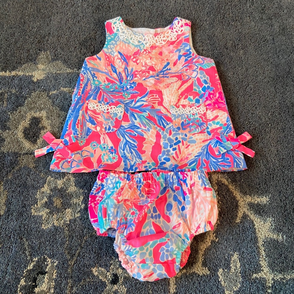 EUC Lilly Pulitzer aquadesiac dress/bloomers 6-12m